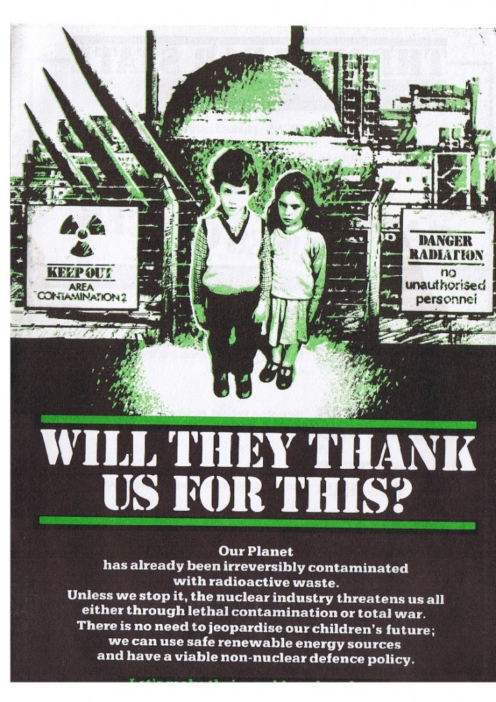 Ecology Party anti nuclear leaflet 1983 front cover