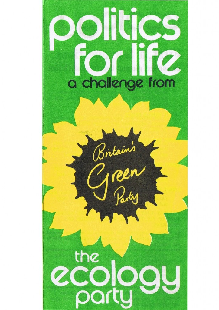 Politics For Life leaflet from the Ecology Party in 1984
