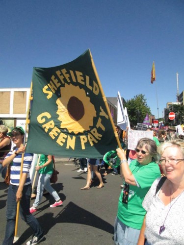 GP banner at strike march