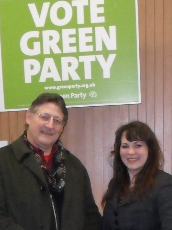 Peter Garbutt, Parliamentary Candidate for Hallam, with Amelia Womack, Green Party Deputy Leader.